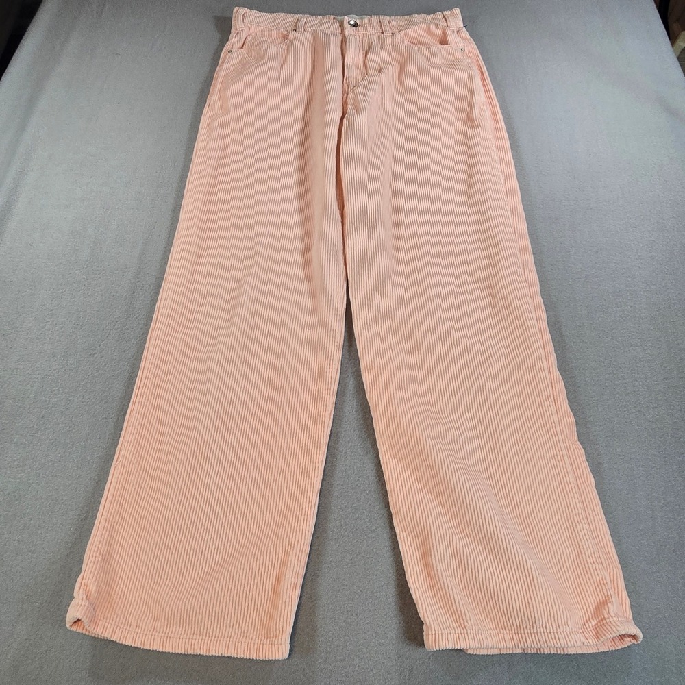 BDG Corduroy Pants Women 32 Peach Pink Wide Leg High Rise Button Fly Retro Skate